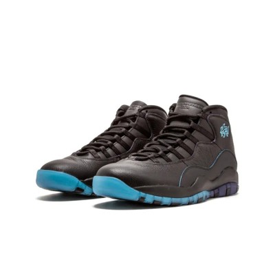 Air Jordan 10 Retro “Shanghai” 310805-024 Classic Basketball Sneakers - Black with Blue Shanghai-Inspired Design