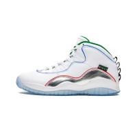 Air Jordan 10 Retro “Wings” CK4352-103 Classic Basketball Sneakers - White & Silver with Multicolor Lines