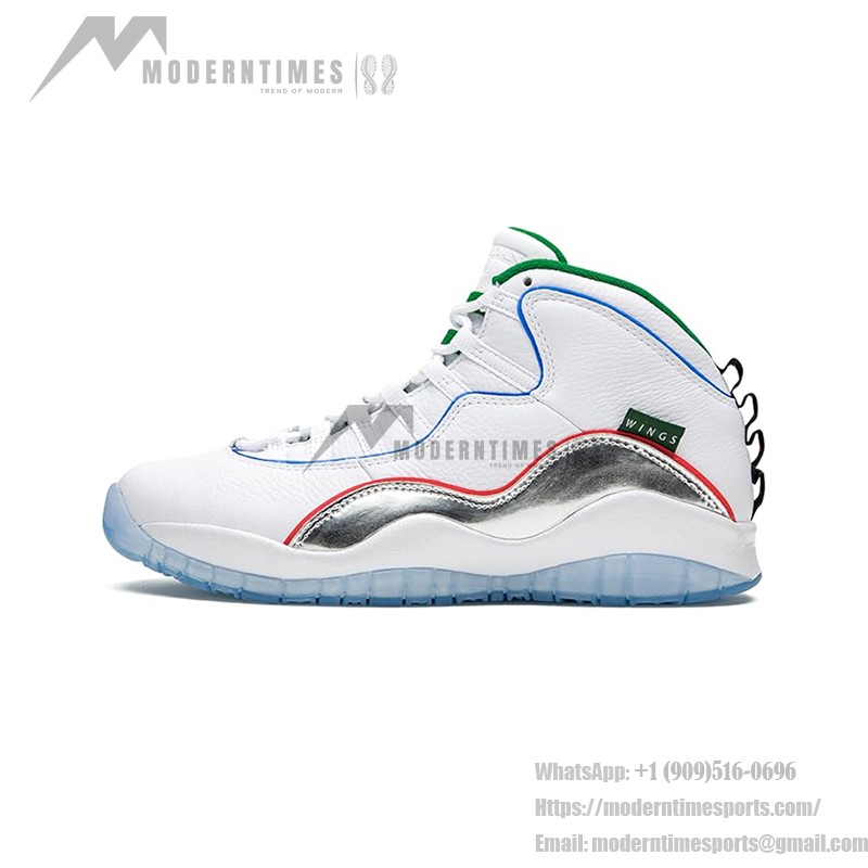 Air Jordan 10 Retro “Wings” CK4352-103 - White & Silver with Multicolor Lines