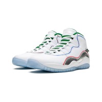 Air Jordan 10 Retro “Wings” CK4352-103 Classic Basketball Sneakers - White & Silver with Multicolor Lines