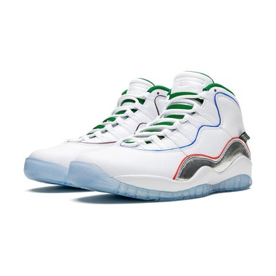 Air Jordan 10 Retro “Wings” CK4352-103 Classic Basketball Sneakers - White & Silver with Multicolor Lines