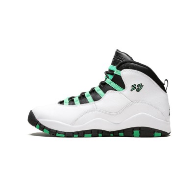 Air Jordan 10 “Verde” 705180-118 Classic Basketball Sneakers - Fresh White, Black & Green Design