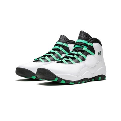 Air Jordan 10 “Verde” 705180-118 Classic Basketball Sneakers - Fresh White, Black & Green Design