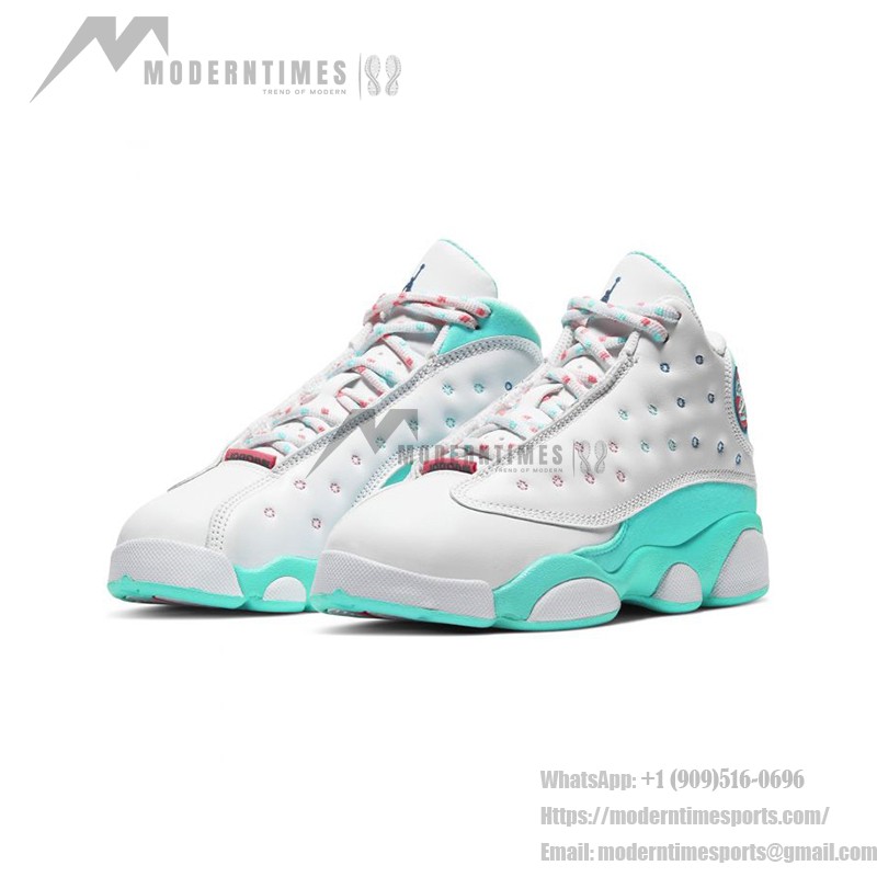 Air Jordan 13 GS "Aurora Green" 439358-100 - ホワイトとミントグリーンのスニーカー