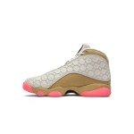 Air Jordan 13 Retro "Chinese New Year" CW4409-100 - Ivory and Tan Sneakers with Pink Outsole