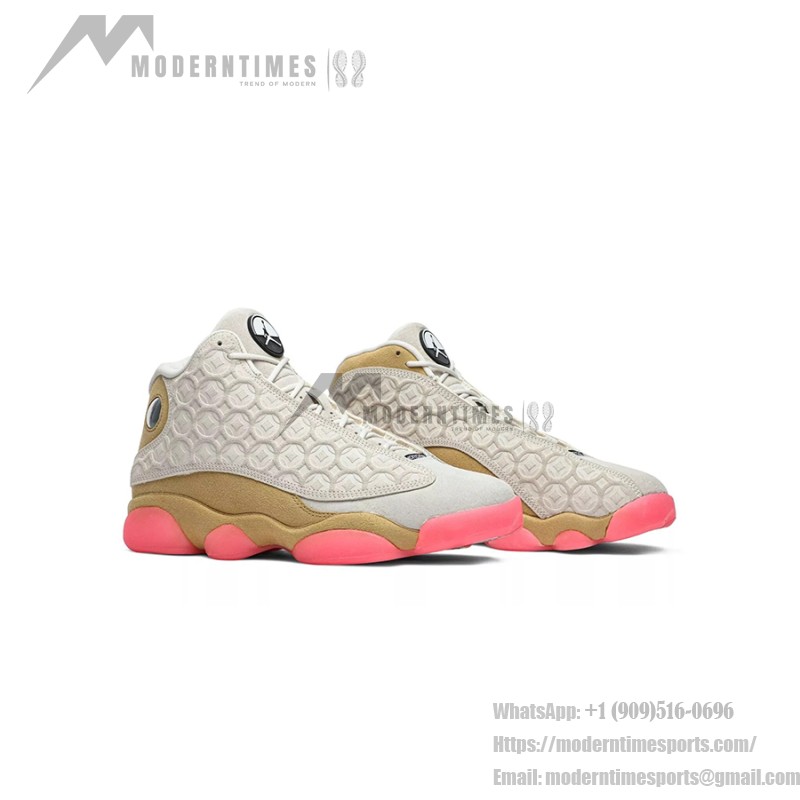 Air Jordan 13 Retro "Chinese New Year" CW4409-100 - Ivory and Tan Sneakers with Pink Outsole