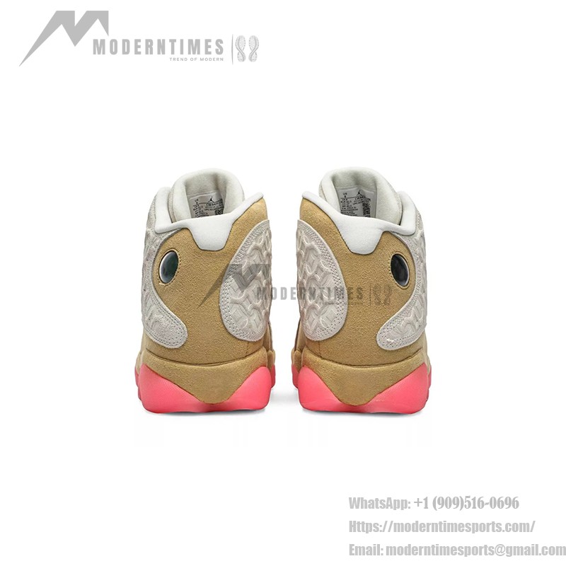 Air Jordan 13 Retro "Chinese New Year" CW4409-100 - Ivory and Tan Sneakers with Pink Outsole