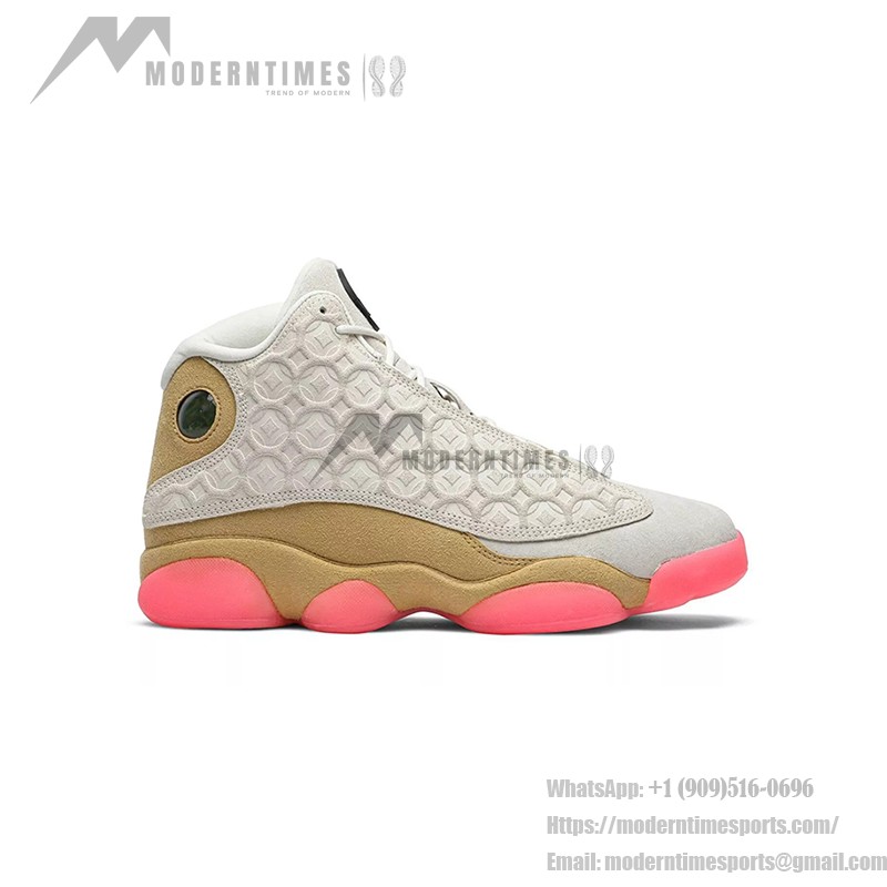 Air Jordan 13 Retro "Chinese New Year" CW4409-100 - Ivory and Tan Sneakers with Pink Outsole