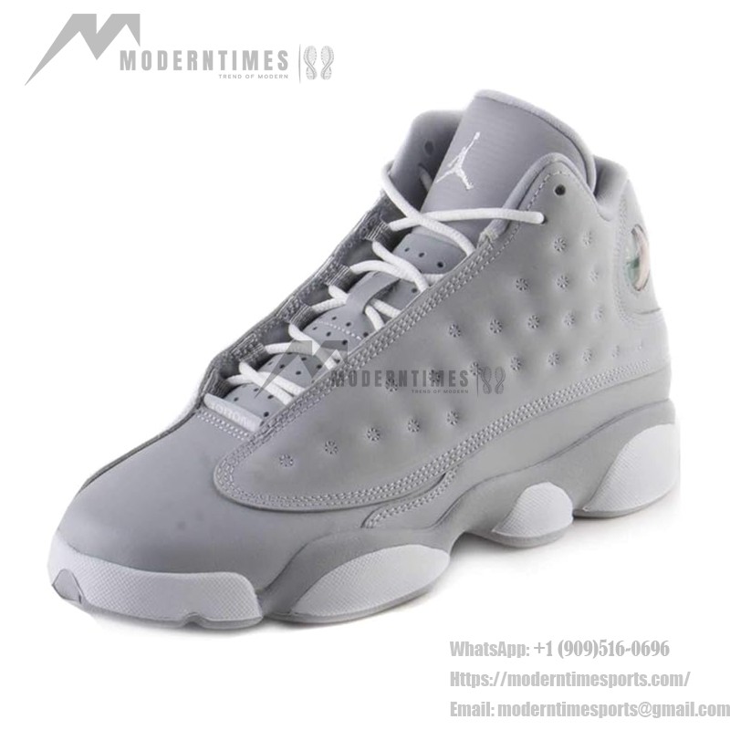 Air Jordan 13 Retro 439358-018 Wolf Grey basketball shoes with premium leather and iconic design