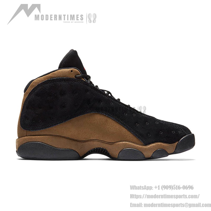 Air Jordan 13 Retro "Black Olive" 884129-006 - Black Suede Sneakers with Olive Accents