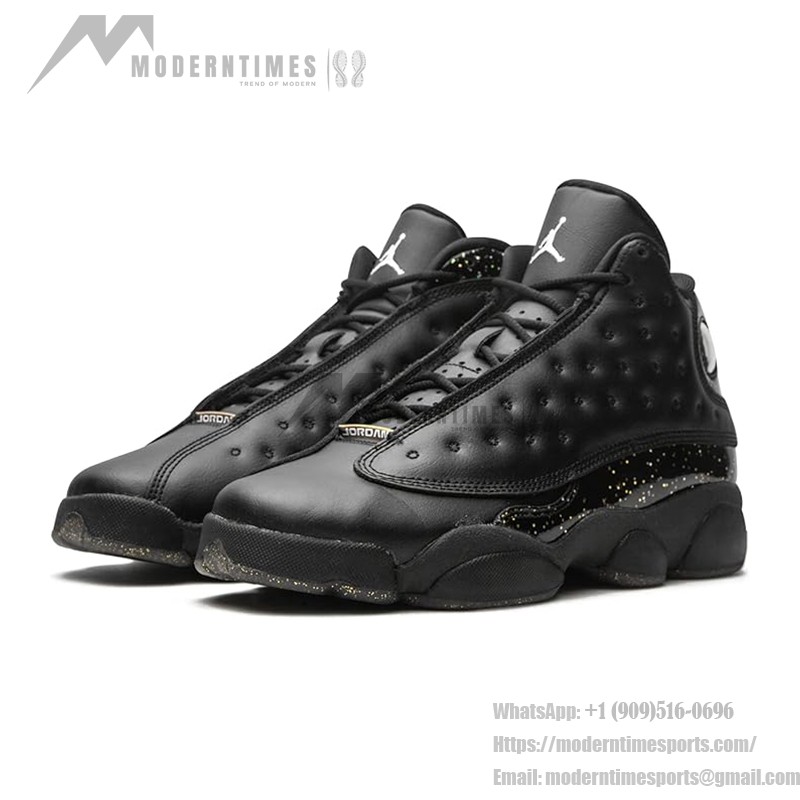 Air Jordan 13 Retro "Black Metallic Gold" DC9443-007 - Black Leather Sneakers with Gold Details