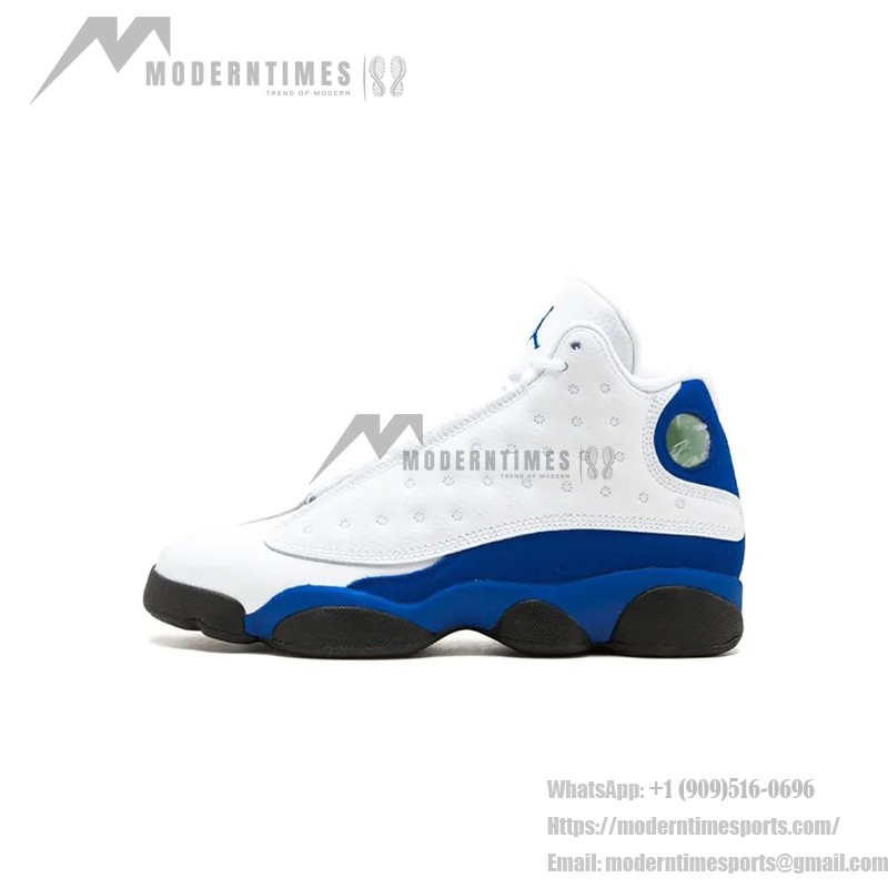 Air Jordan 13 Retro 414571-117 Hyper Royal basketball sneakers in white and blue with premium materials