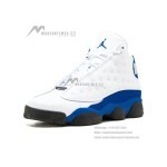 Air Jordan 13 Retro 414571-117 Hyper Royal basketball sneakers in white and blue with premium materials