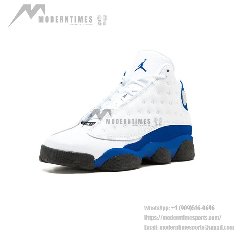 Air Jordan 13 Retro 414571-117 Hyper Royal basketball sneakers in white and blue with premium materials