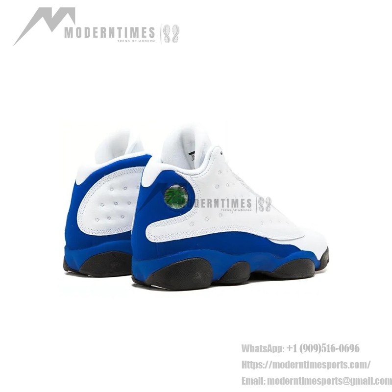 Air Jordan 13 Retro 414571-117 Hyper Royal basketball sneakers in white and blue with premium materials