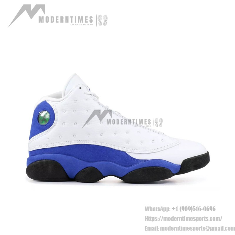 Air Jordan 13 Retro 414571-117 Hyper Royal basketball sneakers in white and blue with premium materials