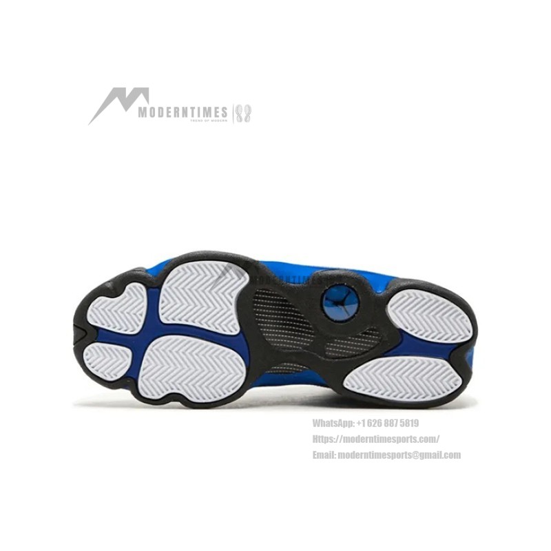 Air Jordan 13 Retro 414571-117 Hyper Royal basketball sneakers in white and blue with premium materials