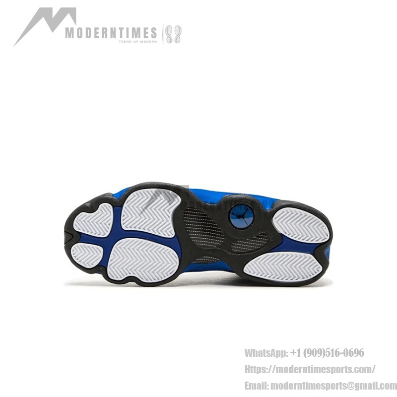 Air Jordan 13 Retro 414571-117 Hyper Royal basketball sneakers in white and blue with premium materials