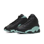 Air Jordan 13 Retro 414571-030 Island Green basketball shoes with black crocodile texture and mint green accents