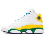 Air Jordan 13 Retro CV0785-158 KSA basketball shoes with white, yellow, green, and blue accents