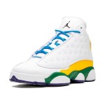 Air Jordan 13 Retro CV0785-158 KSA basketball shoes with white, yellow, green, and blue accents