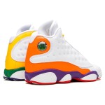 Air Jordan 13 Retro CV0785-158 KSA basketball shoes with white, yellow, green, and blue accents