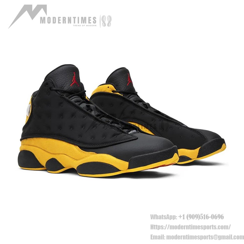 Air Jordan 13 Retro Melo Class of 2002 Black & Yellow basketball shoes with premium suede overlays