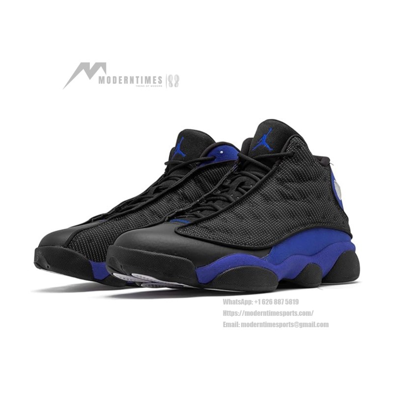 Air Jordan 13 Retro 'Hyper Royal' 414571-040 with Black Reflective Mesh Upper and Blue Suede Overlays