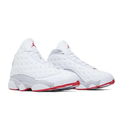 Air Jordan 13 Retro 'Wolf Grey' 414571-160 - Sleek White & Grey Basketball Sneakers with Red Accents