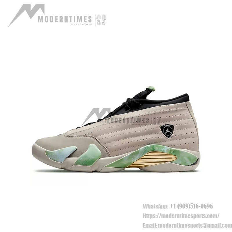 Air Jordan 14 Low WMNS DJ1034-200 Stylish Women’s Sneakers Air Jordan 14 Low WMNS DJ1034-200 Women’s Sneakers in Earth-Tone with Green and Gold Accents