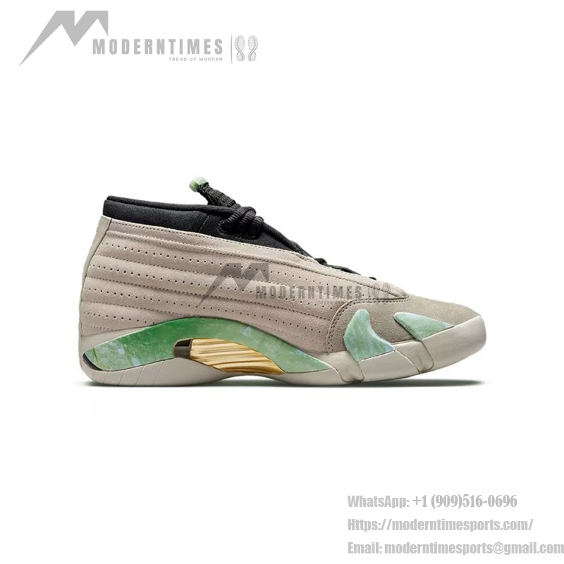 Air Jordan 14 Low WMNS DJ1034-200 Stylish Women’s Sneakers Air Jordan 14 Low WMNS DJ1034-200 Women’s Sneakers in Earth-Tone with Green and Gold Accents