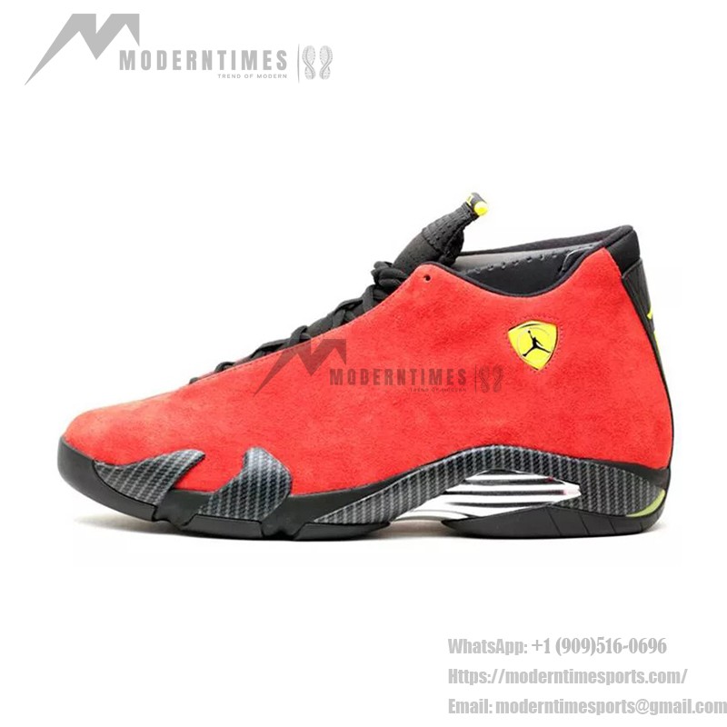 Air Jordan 14 Retro Ferrari 654459-670 Red Suede Black Leather Sneakers