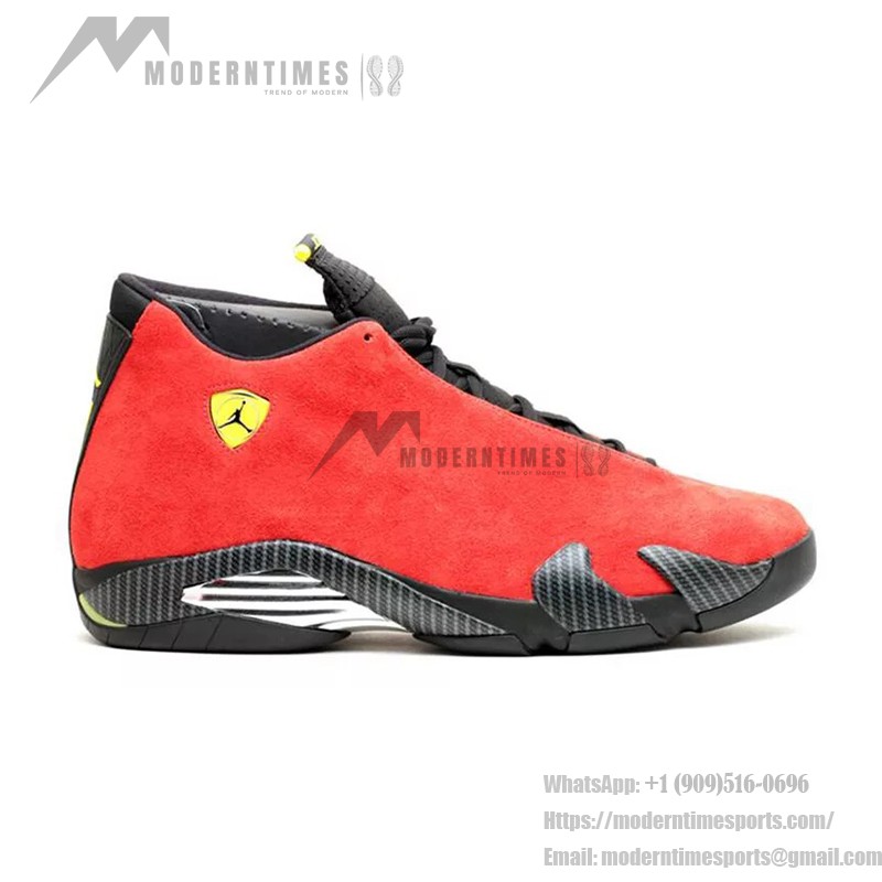 Air Jordan 14 Retro Ferrari 654459-670 Red Suede Black Leather Sneakers