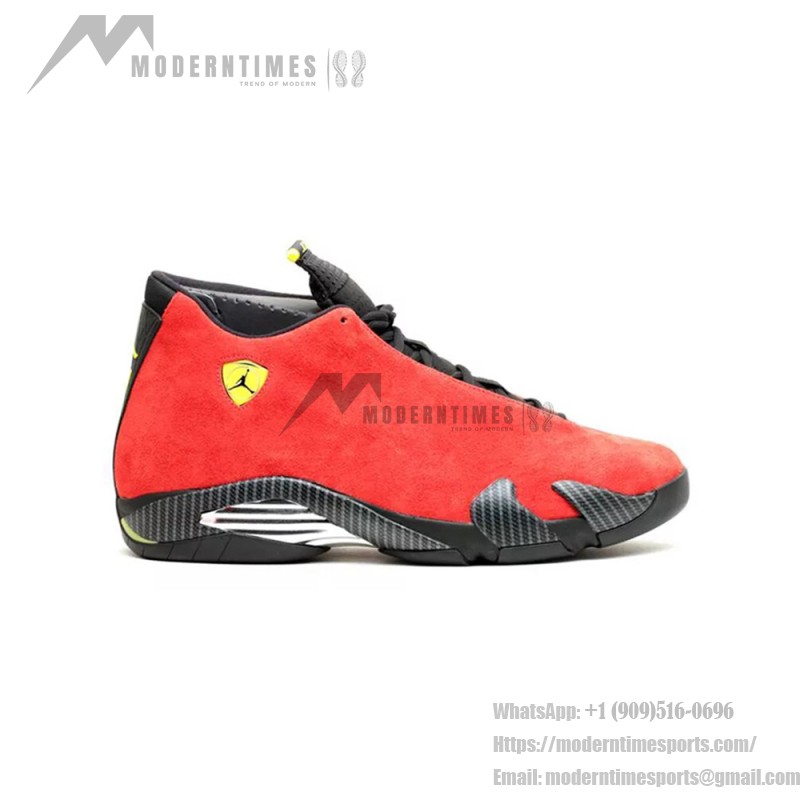 Air Jordan 14 Retro Ferrari 654459-670 Premium Red Suede Black Leather Sneakers Air Jordan 14 Retro Ferrari 654459-670 Red Suede Black Leather Sneakers