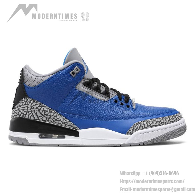 Air Jordan 3 Varsity Royal Blue Classic Casual Sneakers