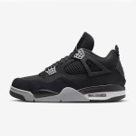 Side view of the Air Jordan 4 "Black Canvas" DH7138-006 sneaker in black and gray