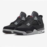 Side view of the Air Jordan 4 "Black Canvas" DH7138-006 sneaker in black and gray