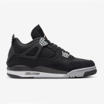 Side view of the Air Jordan 4 "Black Canvas" DH7138-006 sneaker in black and gray