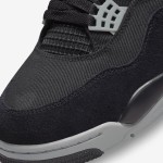 Side view of the Air Jordan 4 "Black Canvas" DH7138-006 sneaker in black and gray