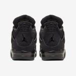 Side view of the Air Jordan 4 "Black Cat" all-black classic sneaker