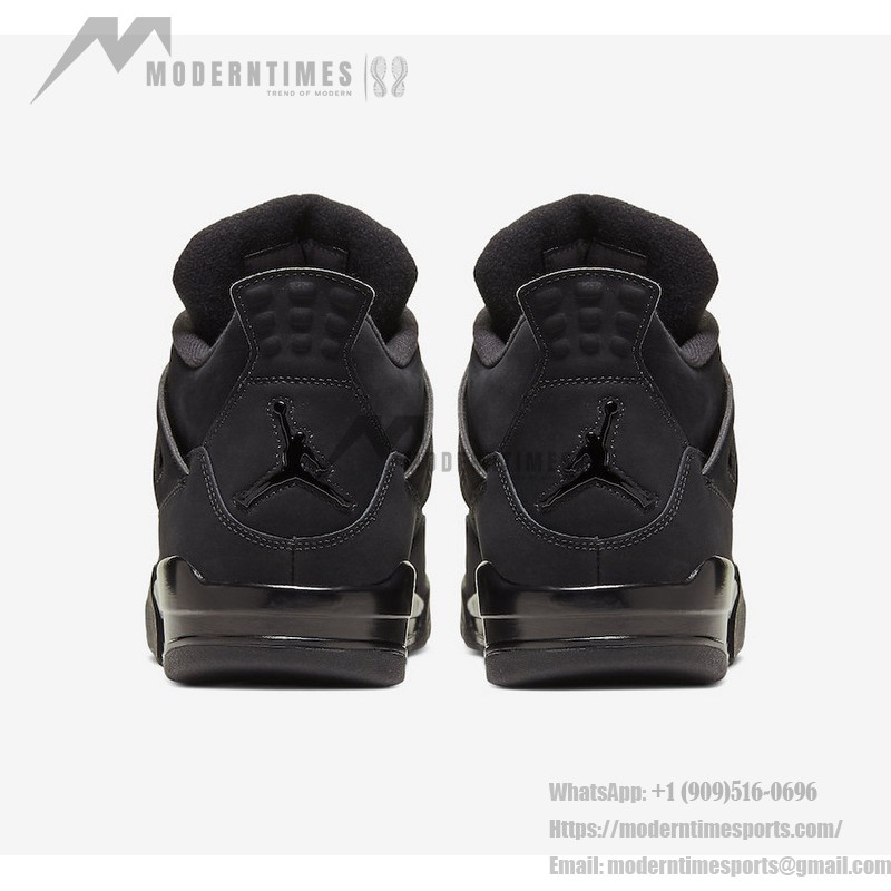 Side view of the Air Jordan 4 "Black Cat" all-black classic sneaker