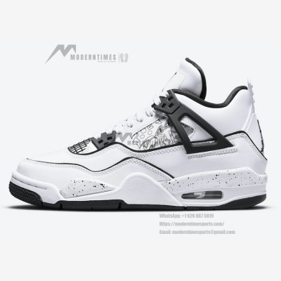 Women's Air Jordan 4 Retro 'DIY' DC4101-100 - Customizable White and Black Sneakers with Ultimate Comfort and Style