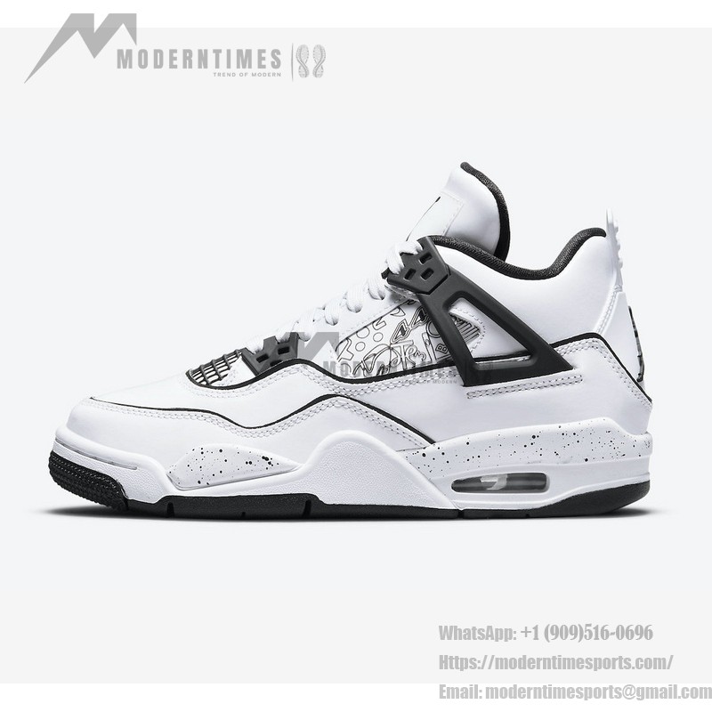 Women's Air Jordan 4 Retro 'DIY' DC4101-100 Customizable White and Black Sneakers with Ultimate Comfort