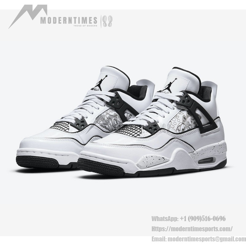 Women's Air Jordan 4 Retro 'DIY' DC4101-100 Customizable White and Black Sneakers with Ultimate Comfort