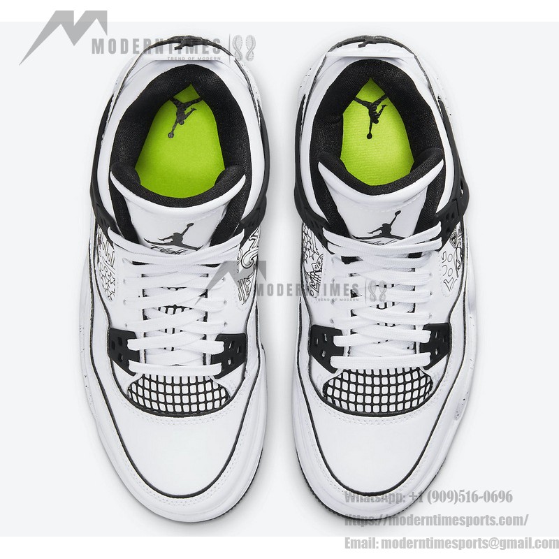 Women's Air Jordan 4 Retro 'DIY' DC4101-100 Customizable White and Black Sneakers with Ultimate Comfort