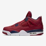 Side view of the Air Jordan 4 "FIBA Gym Red" CI1184-617 sneaker in red, navy blue, and white