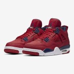 Side view of the Air Jordan 4 "FIBA Gym Red" CI1184-617 sneaker in red, navy blue, and white