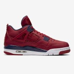 Side view of the Air Jordan 4 "FIBA Gym Red" CI1184-617 sneaker in red, navy blue, and white