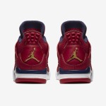 Side view of the Air Jordan 4 "FIBA Gym Red" CI1184-617 sneaker in red, navy blue, and white