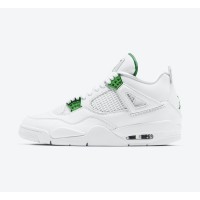 Air Jordan 4 Green Metallic CT8527-113 - Classic White and Green Metallic Sneakers